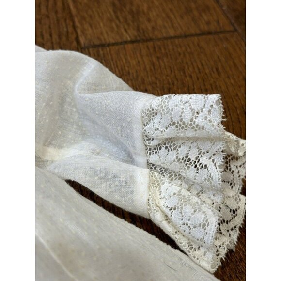 Vintage 80s Polly Flinders Cream Smocked Lace Dress Baby Girl 6T - Picture 3 of 12